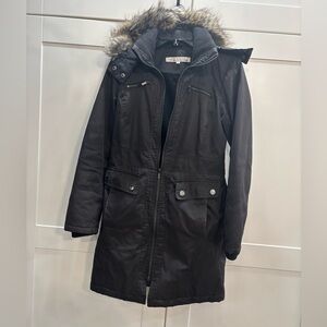 Kenneth Cole Black Parka with Fur Hood